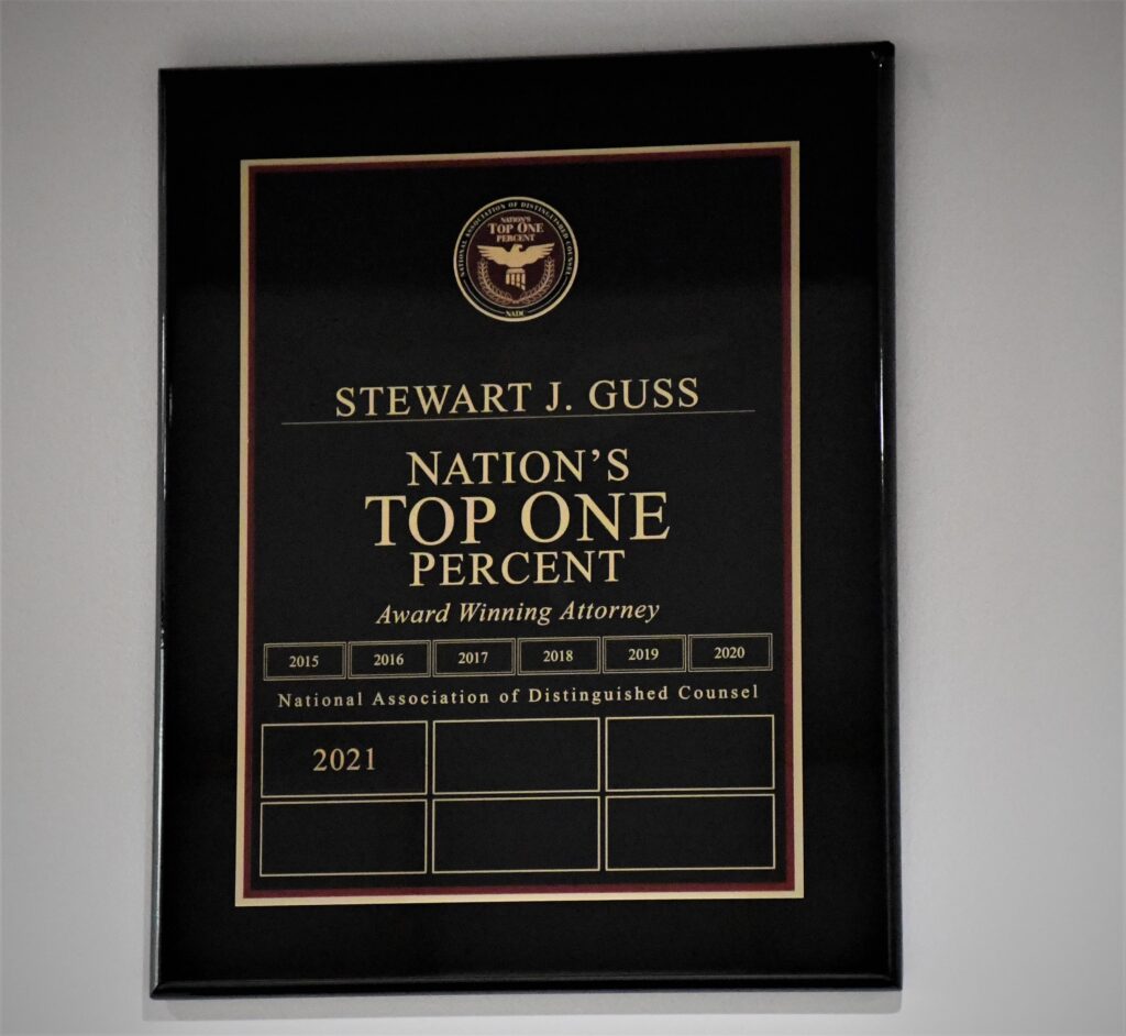 Stewart J Guss Nations Top One Percent Award