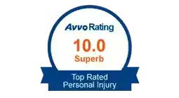 Avvo 10.0 Superb rating badge for top rated personal injury attorney