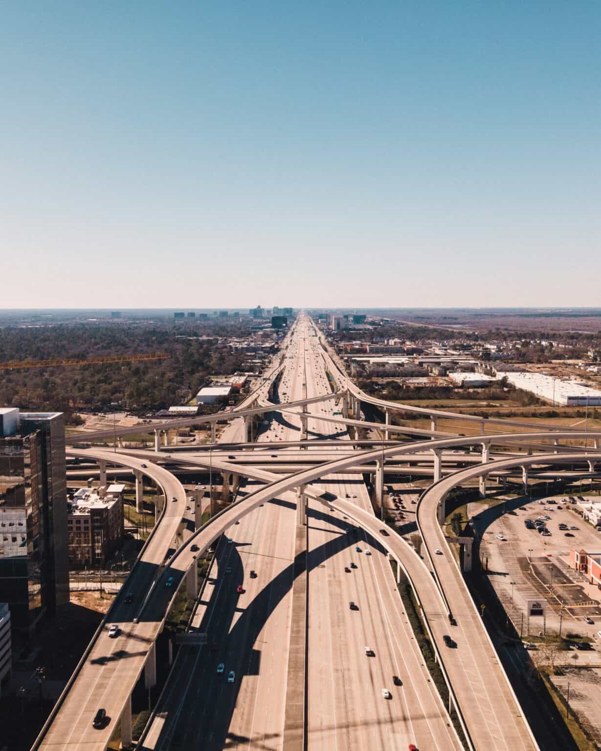 An Aerial View Of I 10 Intersecting With Sam Houston Tollway
