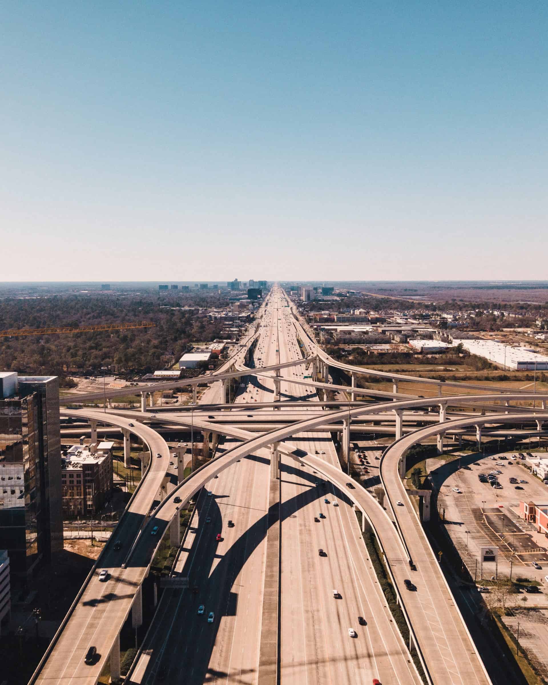An Aerial View Of I 10 Intersecting With Sam Houston Tollway