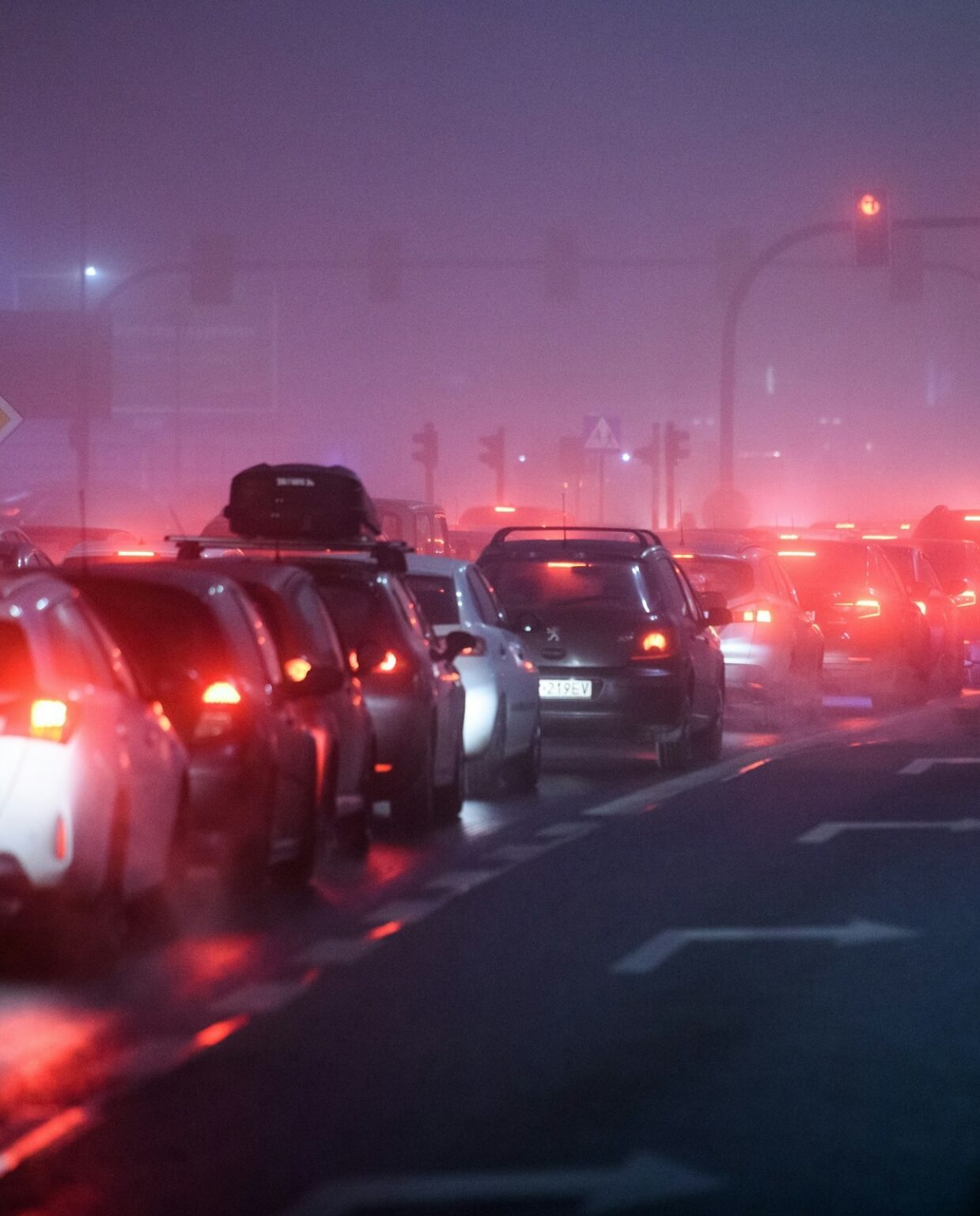 Bumper To Bumper Trafffic At Night