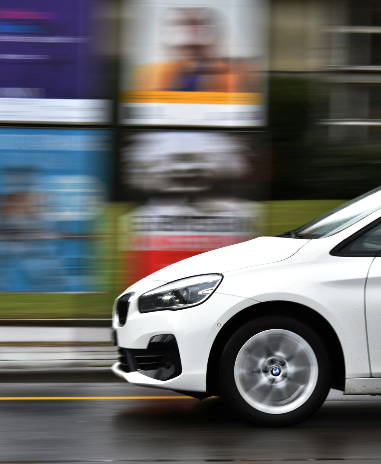 Speeding White Car