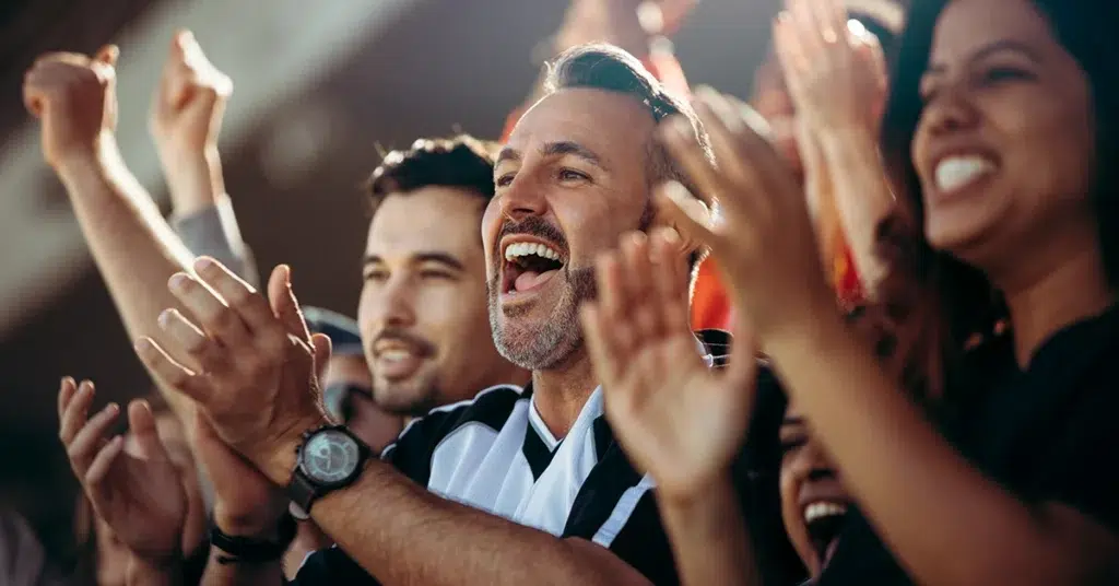 Fans cheering at FIFA World Cup game