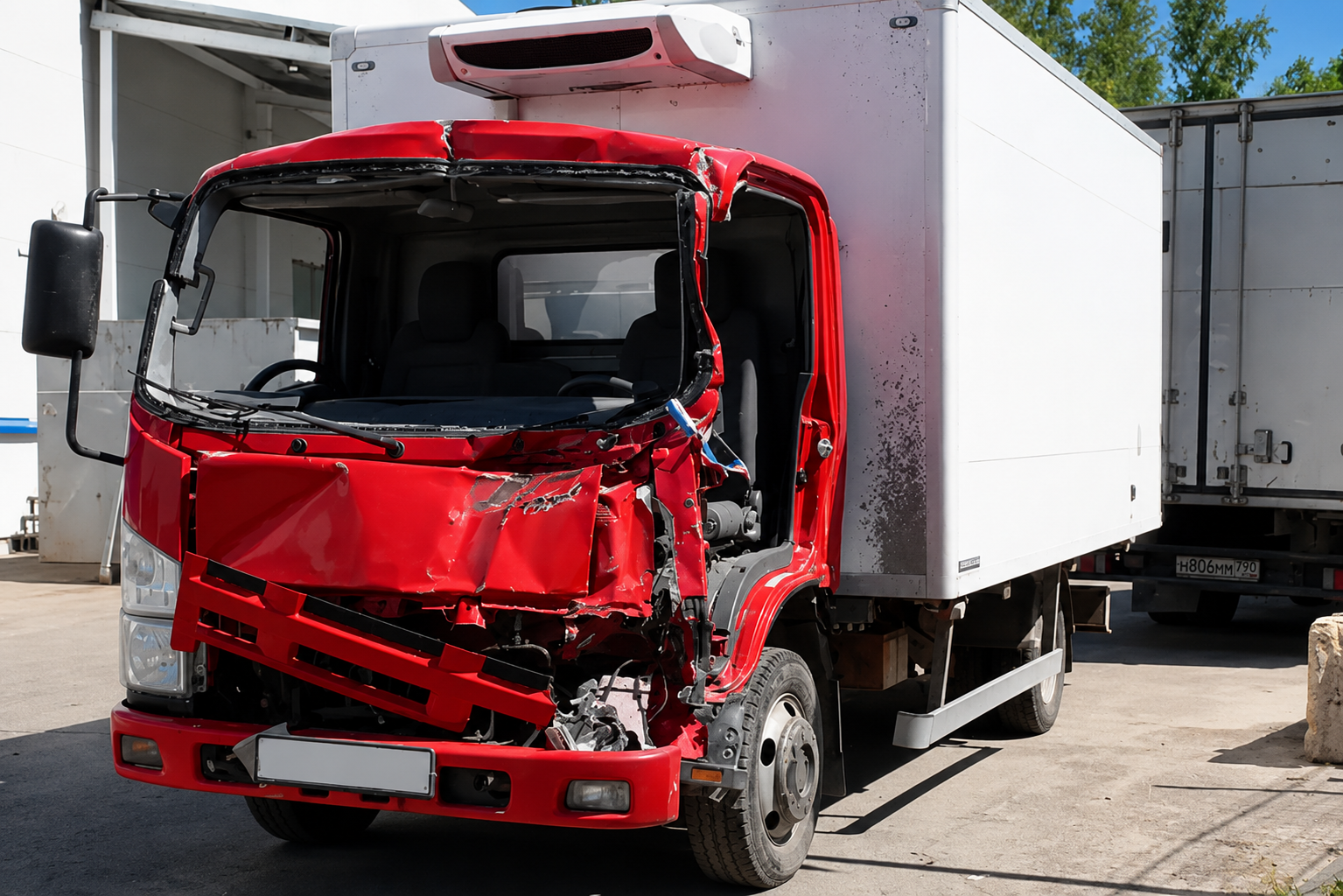 Commercial Truck Front End Damage Accident